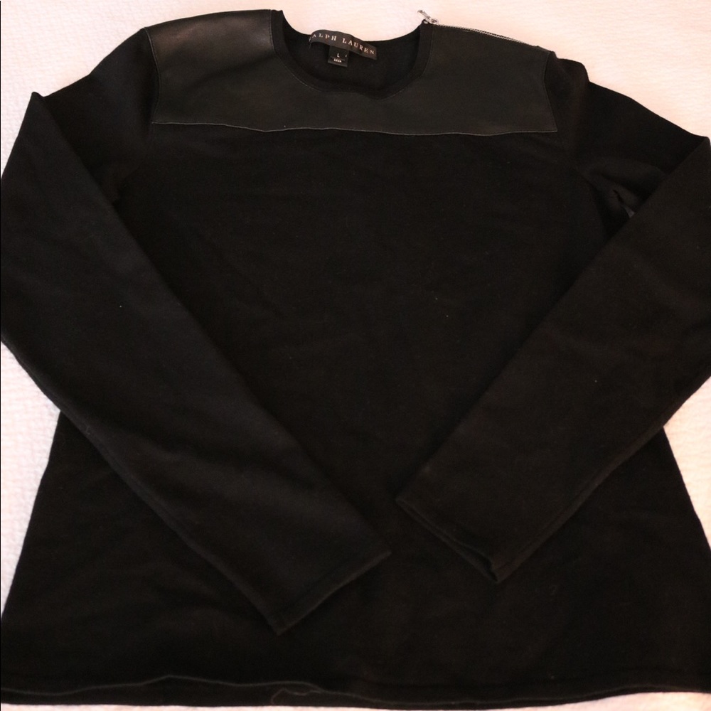 Ralph Lauren Long Sleeved Cotton and Leather Shirt
